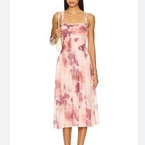 Free People dress Tessa Smocked Midi NEW Soft combo mauve pink